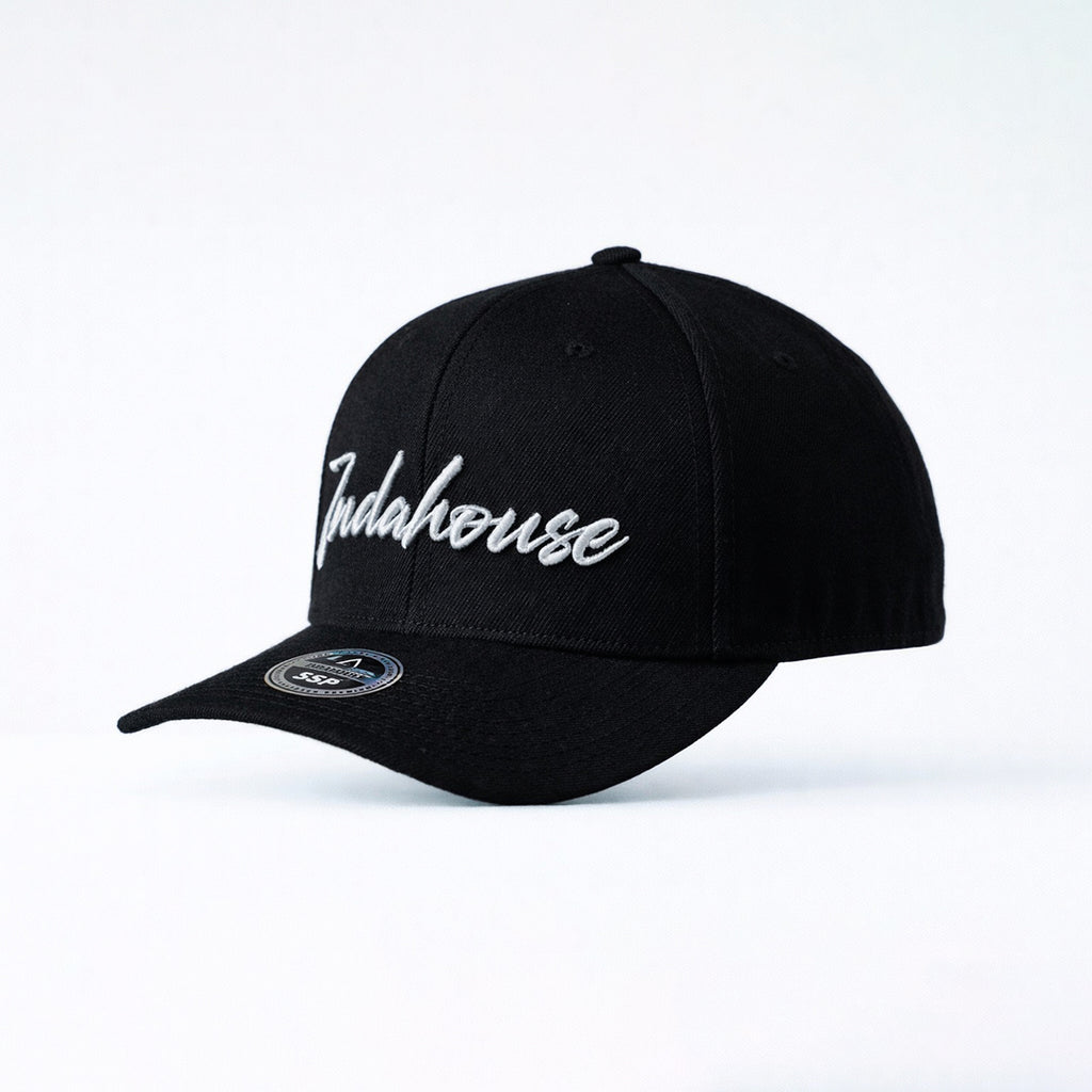 Cap Indahouse Script Stretch Snap Premium black white