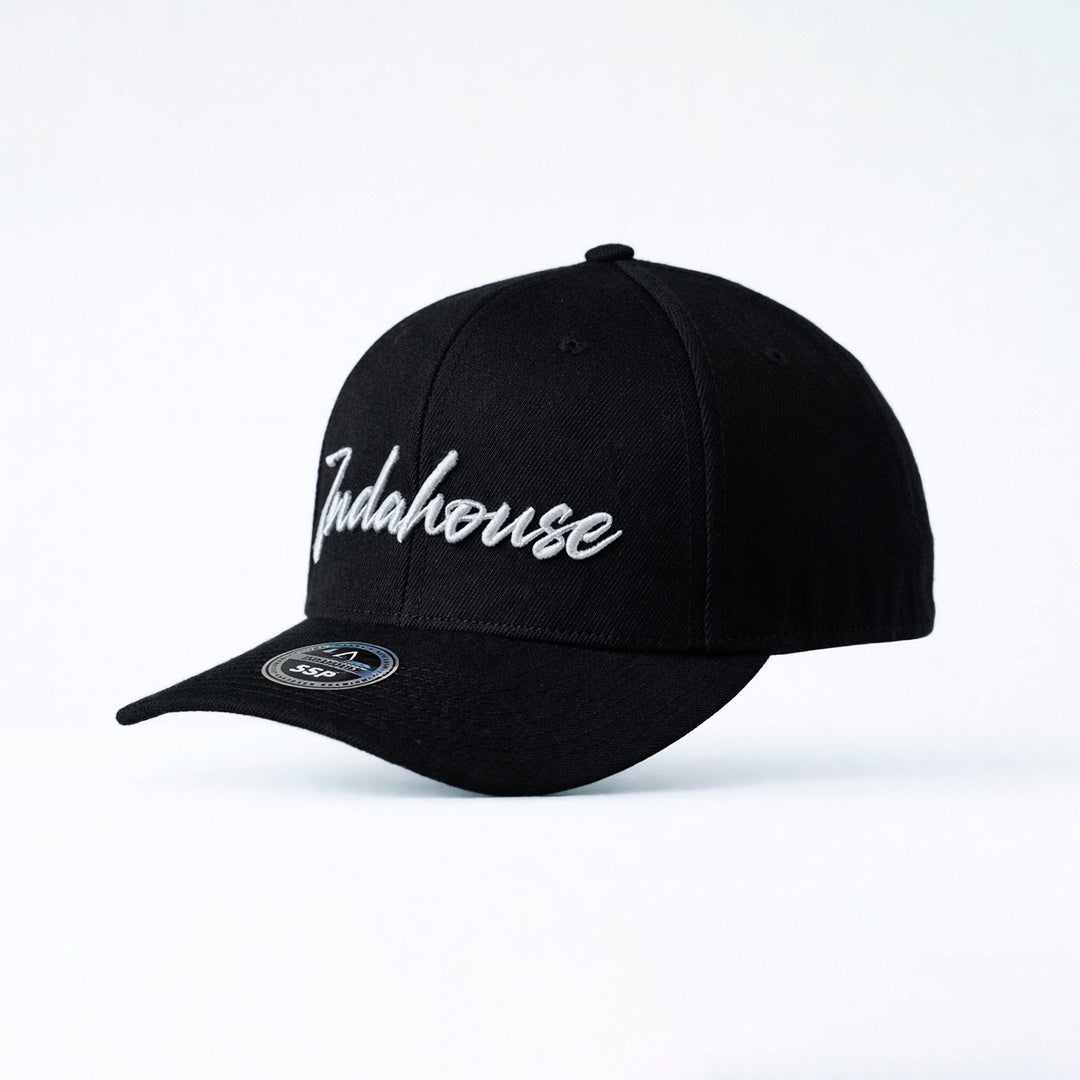 Cap Indahouse Script Stretch Snap Premium black white