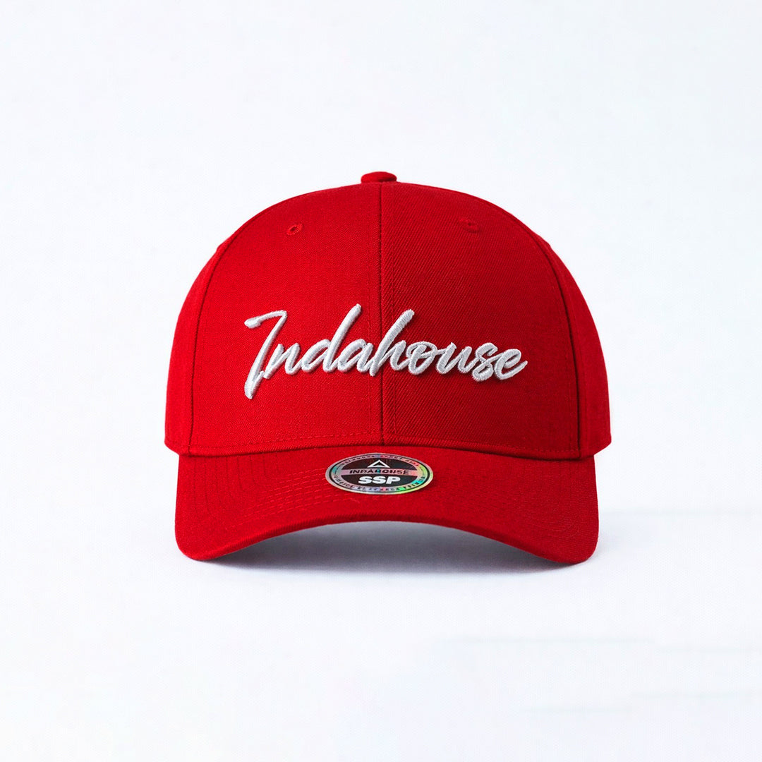 Cap Indahouse Script Stretch Snap Premium red white