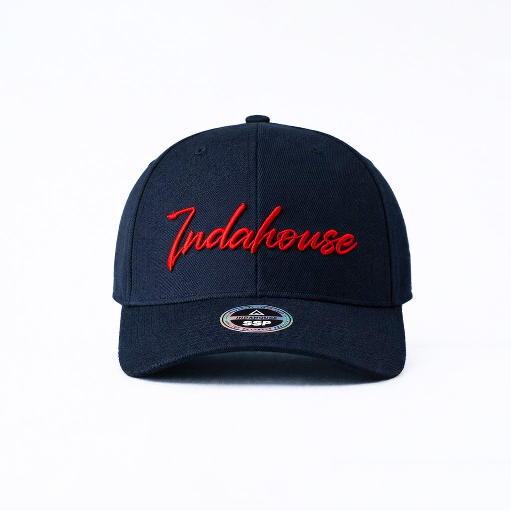 Cap Indahouse Script Stretch Snap Premium blue red white